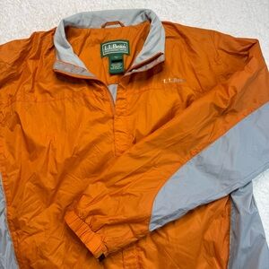 L.L.‎ Bean Men's Large Orange and Gray Windbreaker Raincoat Jacket